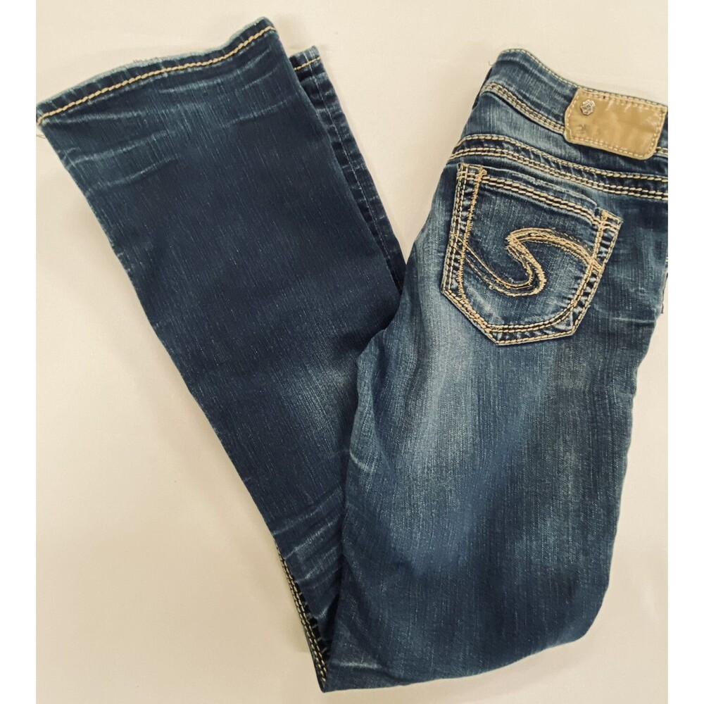 Silver Jeans Co Womens Medium Wash SUKI Mid Boot Cut Denim Blue Jeans 26 x 29.5